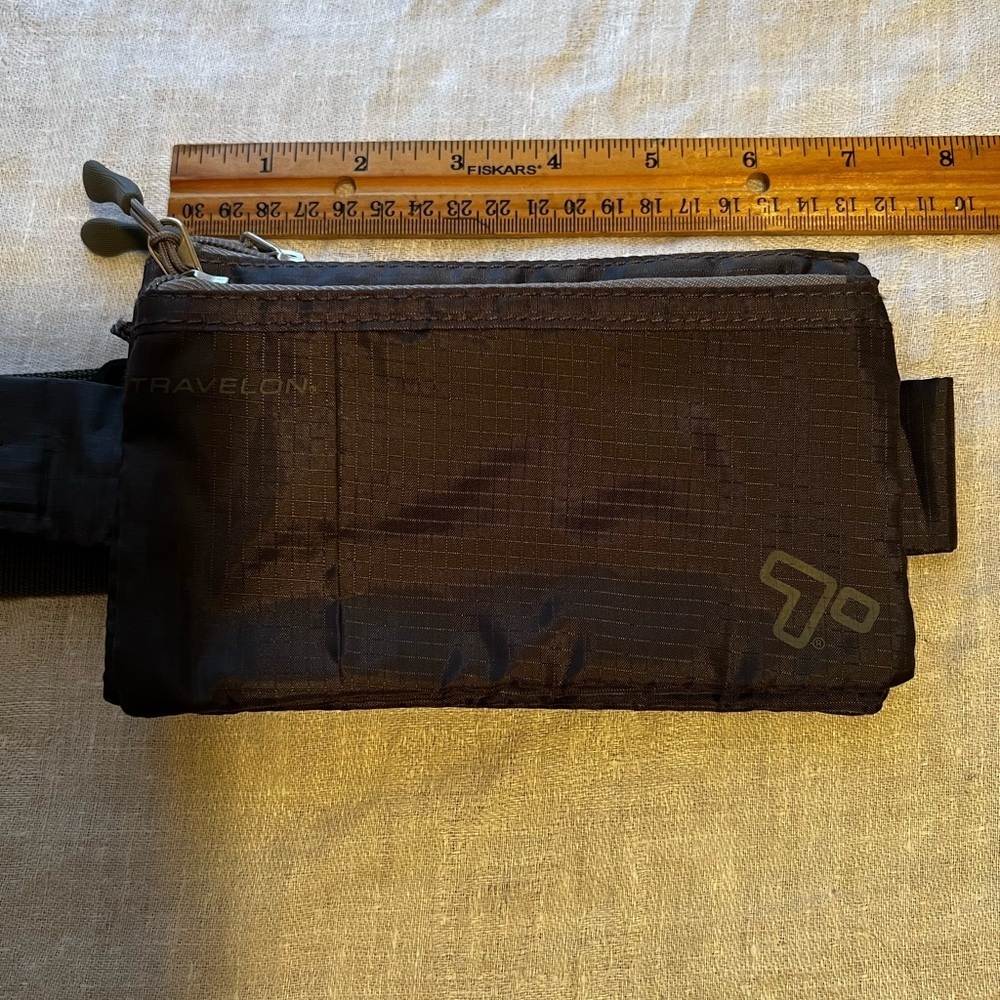 Travelon fanny pack in gray. Small, lightweight, roomy. - Picture 2 of 6
